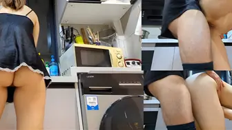 漂亮熟女，人妻 光着屁屁在厨房干活 这大肥臀看着太诱惑 上去就是一顿无套猛怼 内射-干的都走不动道